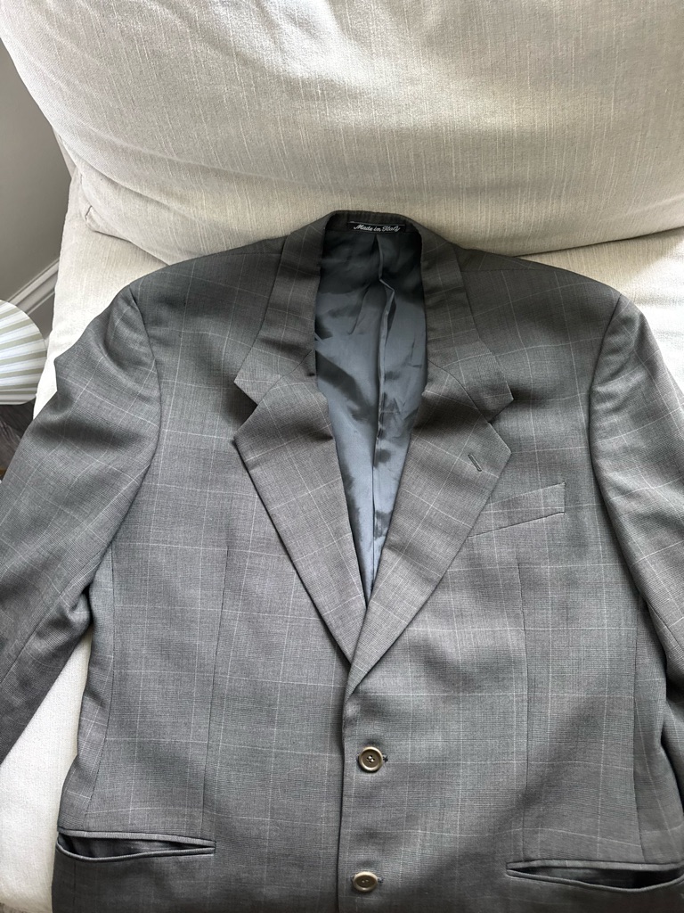 Giorgio Armani Blazer 42r Gray Windowpane Made In Italy